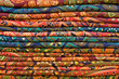 Heap of cloth fabrics at a local market in India.