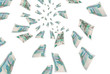 Russian money in flight.