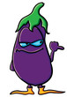 Funny cartoon eggplant is indicates