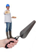 Foto: Mason with trowel and brick Mason with trowel and brick