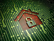 Privacy concept: Home on circuit board background