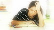 Young woman tired of studying