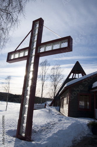 Photo: Modern church in the north of Sweden in winter Modern church in the north of Sweden in winter