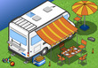 isometric camper in rear view