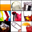 collage with alcohol cocktails