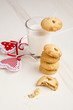 delicious apple biscuits on wooden table with milk
