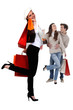 Three people with shopping bags