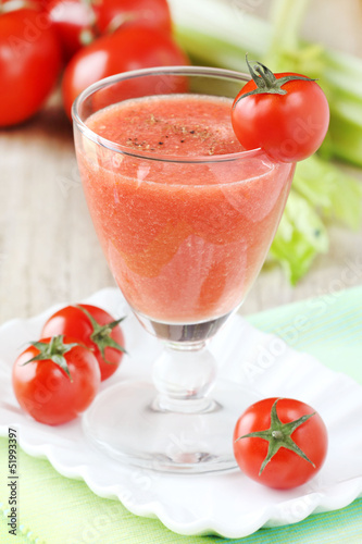 Photo: Healthy vegetable smoothie with tomatoes and celery Healthy vegetable smoothie with tomatoes and celery
