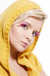 Portrait of Young Woman Wearing Pink Feathers