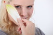 Foto: Young blonde with endive leaf Young blonde with endive leaf