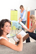 Women with household chores
