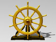 Illustration: golden ship wheel in front elevation golden ship wheel in front elevation