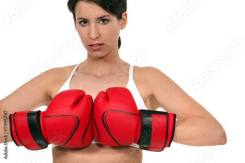 Photo: Woman boxing. Woman boxing.