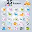 Media icons set, music sticker series