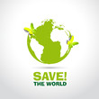 Save the World with paper butterflies - vector symbol