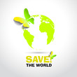 Illustration: Save the World with paper butterflies - vector symbol Save the World with paper butterflies - vector symbol