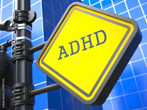 Illustration: Medical Concept. ADHD Waymark. Medical Concept. ADHD Waymark.