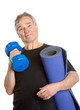 Sportive Senior Man - Posing with Dumbbell