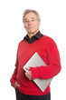 Senior Man with Laptop - on White Background