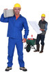 Photo: Man carrying a cement block Man carrying a cement block