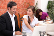A business meeting in a restaurant
