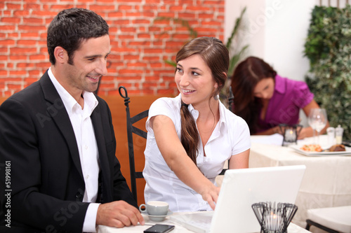 Photo: A business meeting in a restaurant A business meeting in a restaurant