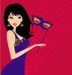 Illustration: closeup of woman holding mask closeup of woman holding mask
