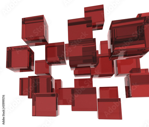 Illustration: Red 3d boxes / cube | Business Concept Wallpaper Red 3d boxes / cube | Business Concept Wallpaper
