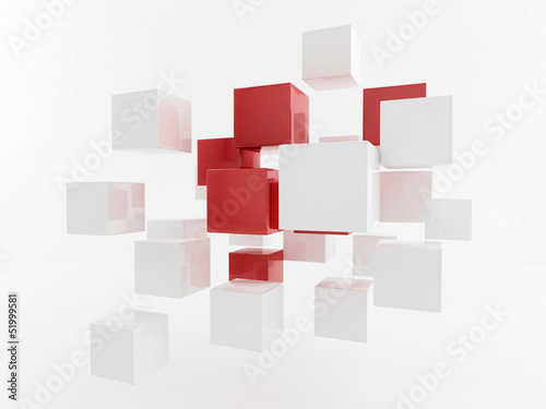 Illustration: White 3d boxes / cube | Business Concept Wallpaper White 3d boxes / cube | Business Concept Wallpaper