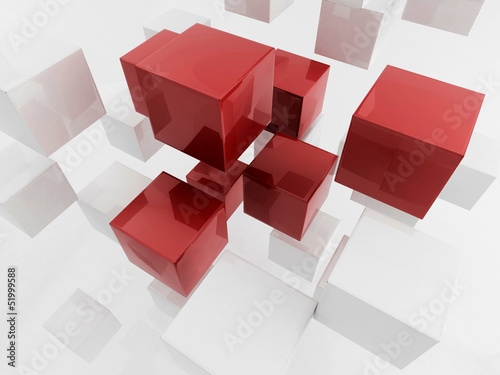 Illustration: White 3d boxes / cube | Business Concept Wallpaper White 3d boxes / cube | Business Concept Wallpaper