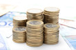 Monedas de euro apiladas