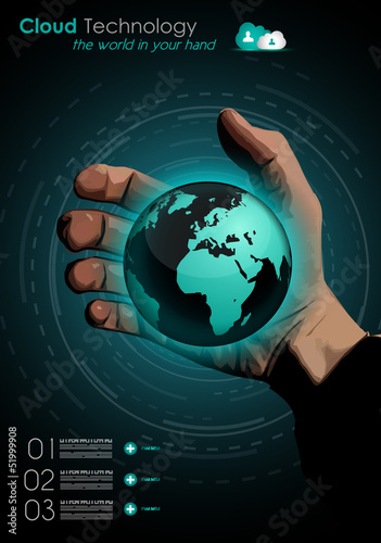 Vector: Cloud concept infographics with a real hand Cloud concept infographics with a real hand