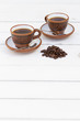 Set de cafe, original, cubano, tetera, tasa, granos y azucarera.