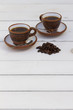 Set de cafe, original, cubano, tetera, tasa, granos y azucarera.