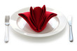 folded napkin like a rose bud, table setting