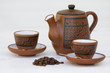 Set de cafe, original, cubano, tetera, tasa, granos y azucarera.