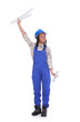 Excited construction worker