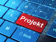 Finance concept: Projekt (german) on computer keyboard
