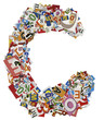 Collage made of newspaper clipping, letters, ABC
