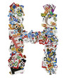 Collage made of newspaper clipping, letters, ABC 