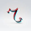 Fantasy plastic 3d glowing ribbon typeface
