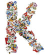 Collage made of newspaper clipping, letters, ABC 