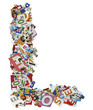Collage made of newspaper clipping, letters, ABC 