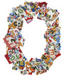 Collage made of newspaper clipping, letters, ABC 