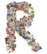 Collage made of newspaper clipping, letters, ABC 