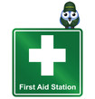 Comical First Aid Station sign