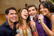 Friends karaoke singing