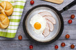 Fried egg and ham breakfast