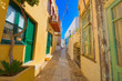 Greece Syros island architecture inside main capitol with view o