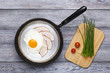 Fried egg and ham breakfast